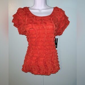 New Directions Blouse NWT Size Large Orange‎ Ruffles